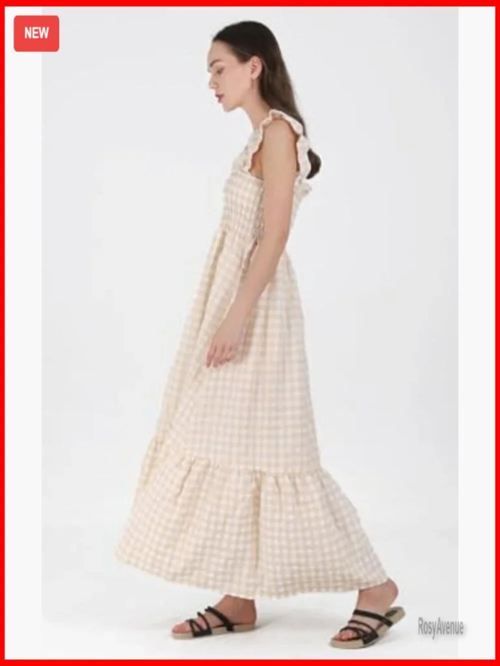 Sleeveless A-Line Maxi Dress with Smocked Bust and Pockets - Picture 3 of 5